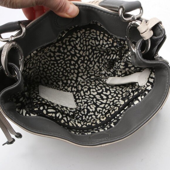 Brighton Fashionista Leather Shoulder Bag Paris Ooh La La Purse Beige Grey Studs - Picture 6 of 16